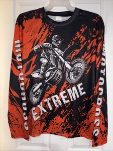 Extreme Motocross Graphic Long Sleeve Shirt Men's Size L - Black & Orange - Picture 1 of 3