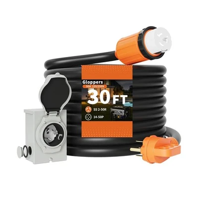 Cavo Generatore 50 Ampere e Scatola Aspirazione Alimentazione 30FT 50 Amp 125V/250V STW 6/3+8/1 A... - Immagine 1 di 4