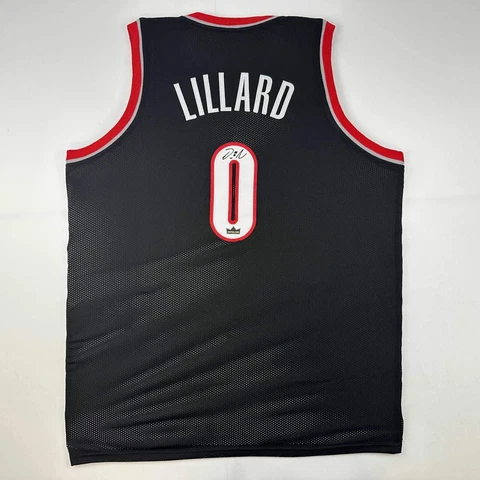 Facsimile Autographed Damian Lillard Portland Black Reprint Auto Jersey Men's XL Cover