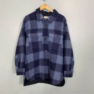 Isabel Marant Harveli Jacket Blue Plaid Shacket Large Wool Blend Coat - Picture 1 of 6