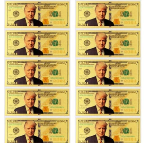 Lots 10 Pcs US President Trump Golden Color 2024 Edition Crafts Banknotes gift - Picture 1 of 5