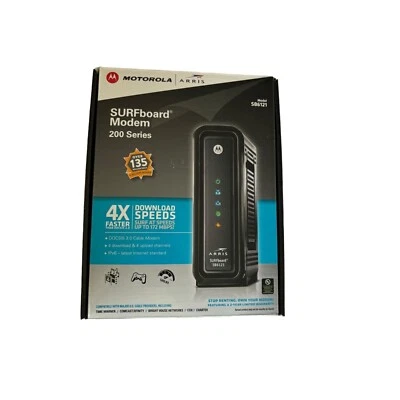 Motorola Arris SURFboard SB6121 Cable Modem 200 Series DOCSIS 3.0 172Mbps w/ Box - Image 1 of 4