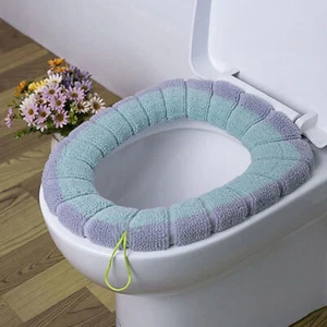 Warm Toilet Cover Bathroom Cushion O Shape Closestool Soft Pad Washable AU - Picture 1 of 15