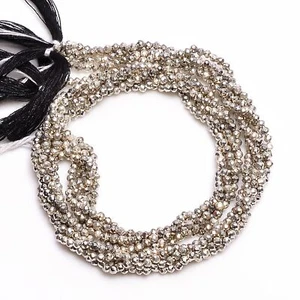 2,5 mm Natur Beschichtet Pyrit Facettiert Rund Rondell Perlen 32 cm - Bild 1 von 2
