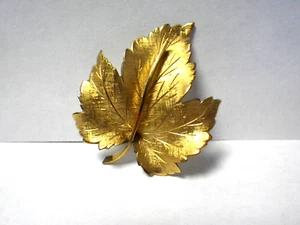 Vintage 14K Gold gefüllt Wells Blatt Brosche Anstecknadel goldfarben Naturschmuck KOSTENLOSER VERSAND - Bild 1 von 5