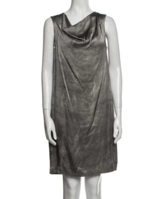 Vestido Les Copains 100% Seda Concha Mármol Gris Capucha Cuello Sin Mangas Talla? Foto 1 de 4