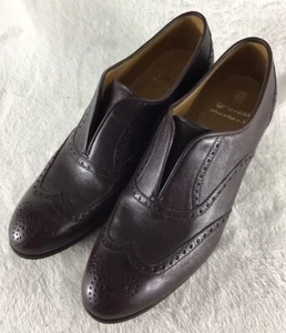 Gravati Laceless Pumps Women's 7.5M Brown Leather Wingtip Slip On Shoes Italy - Picture 1 of 10