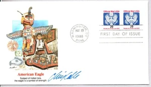 #O138b OFFICIAL MAIL E EAGLE STAMP DESIGNER CHRIS CALLE SIGNED FLEETWOOD FDC - Picture 1 of 1