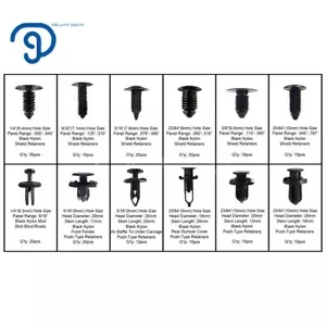 Kit surtido de 192 piezas de clips de empuje automático sujetadores de remache de pasador de protector de automóvil - Imagen 1 de 5
