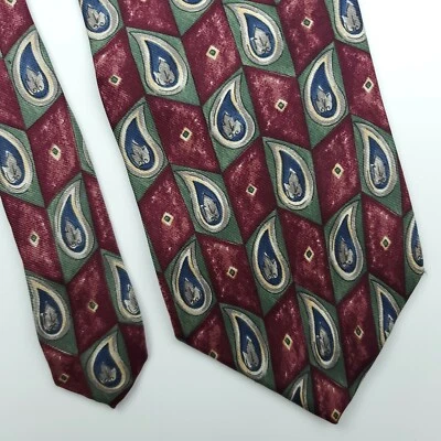 Bill Blass Red Geometric Paisley Silk Tie Classic - Image 1 of 4