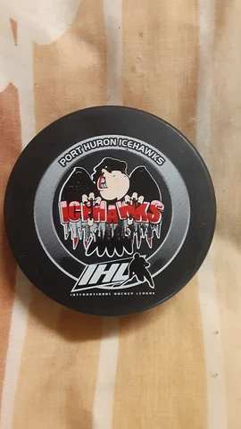 2007-08 Port Huron Icehawks (IHL) Sher-Wood Hockey Inc. official game used puck Cover