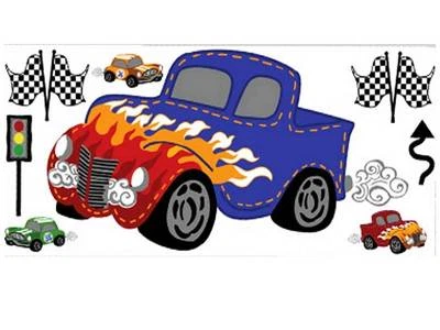 Apliques de pared ilimitados con bordes temáticos de coche de carreras semáforo de camión rápido y divertido Foto 1 de 4