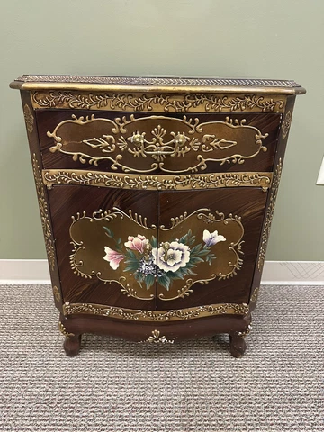 vintage antique art deco furniture Nightstand End Table Hallway Cabinet Wood Cover