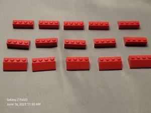 LEGO  2 X 4/45 Roof Slope Brick   -Red-  3037 ( 15  Count bag)  NEW! - Picture 1 of 3