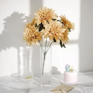 2 CHAMPAGNE 20" Artificial Dahlia SILK FLOWER BUSHES Wedding Party Decorations - Picture 1 of 8
