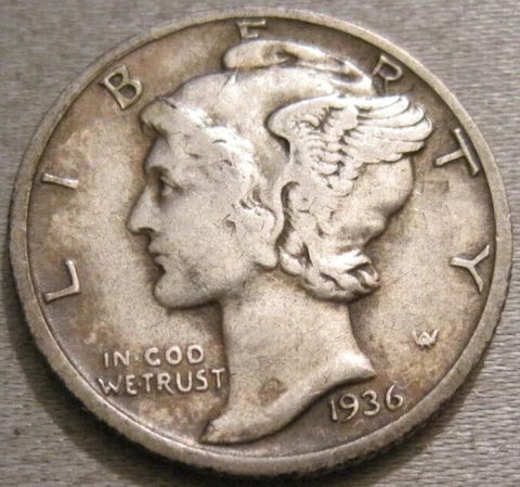 BETTER AS SHOWN - 1936 D MERCURY DIME *** 90% SILVER *** 700 Cover