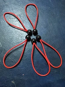 5x RED 7.5" BUNGEE BALLS Strong Elastic Shock Cord Tarp Loop Cover Boat Ties - Picture 1 of 2