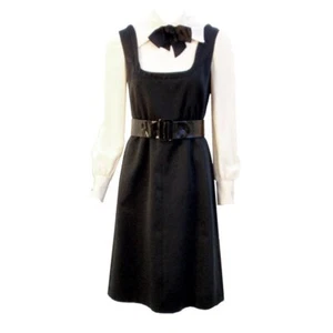 Geoffrey Beene 1960er Jahre Boutique schwarz & cremefarben Satin Dolly Kleid - Bild 1 von 10