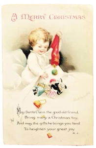 1919 A FROHE WEIHNACHTEN, ELLEN H. CLAPSADDLE GEPRÄGTE POSTKARTE - Bild 1 von 2