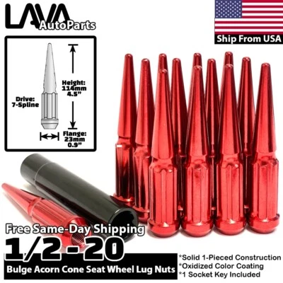 20x Tuerca de clavo roja 1/2-20 para Chevy Blazer Cadillac Deville Buick LeSabre Foto 1 de 4