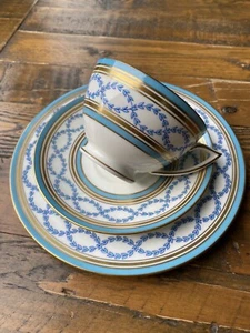 Minton Antoinette ~ Turquoise & Gold ~ Trio ~ Tea Cup, Saucer & Tea Plate - Picture 1 of 9