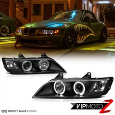 BLACK SET PROJECTOR HALO HEAD LIGHTS+WHITE DRL+6K XENON HID FOR 1996-2002 BMW Z3