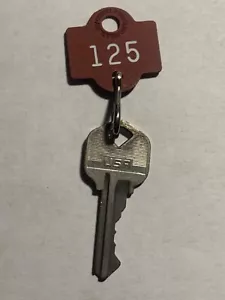 Vintage College Dorm room Hotel Motel Room Key Fob with Key #125 - Picture 1 of 2