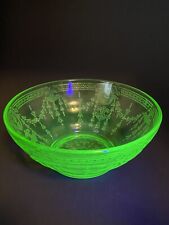 Vintage “Rose Cameo" Green Depression Glass/Uranium 5-Inch Cereal Bowl