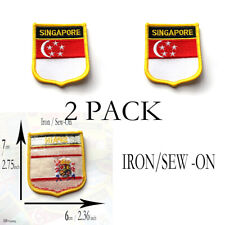 x2 Pack FLAG PATCH PATCHES singapore IRON ON COUNTRY EMBROIDERED WORLD FLAG