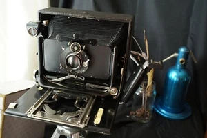 1915 Zeiss Ikon Ica Jul 13x18 Folding platten Kamera near mint triple extension - Photo 1/21