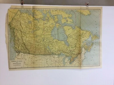 РЕДКАЯ / АНТИКВАРНАЯ ЦВЕТНАЯ КАРТА ДОМИНИОНА КАНАДА и Новый Фаундленд. Датировано 1921  - Изображение 1 из 4