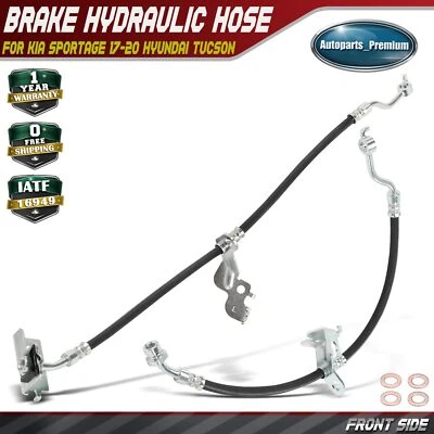 2pcs Front Side Brake Hydraulic Hose for Kia Sportage 17-20 Hyundai Tucson 16-21 - Image 1 of 4