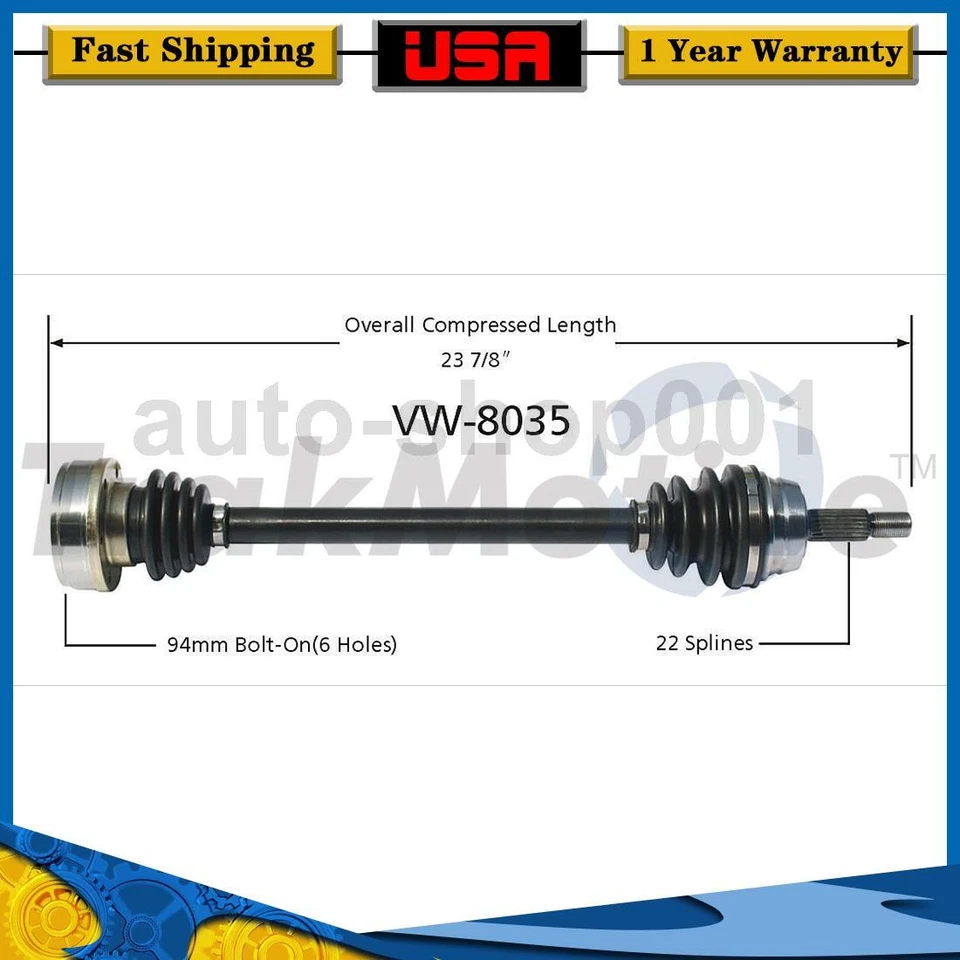 Junta eje CV delantero derecho para Volkswagen Fox 1993 1992 1991 1990 1989 1988 1987 Foto 1 de 1