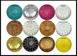 Top Moroccan leather Pouf ottoman available in many colors  - Picture 1 of 12
