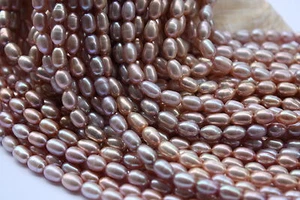 OOV17V Perlas cultivadas Hebra Agua dulce Perla Joyería Collar 7mm-8mm Ovalado - Imagen 1 de 1