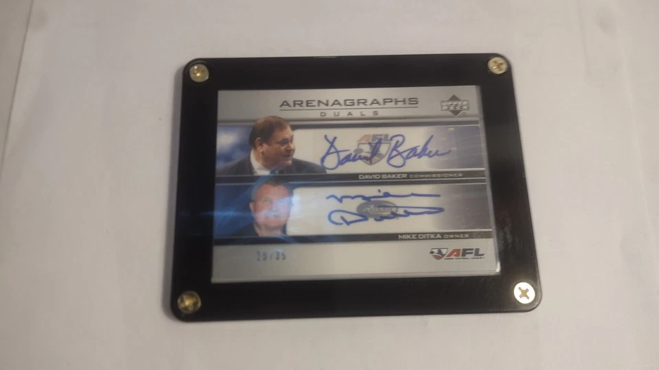 Tarjeta automática de Mike Ditka y David Baker de doble cubierta superior AFL arenagraphs Foto 1 de 2