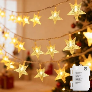 echosari Star String Lights Battery Operated, Auto Timer LED Star Fairy Strin... - Picture 1 of 6