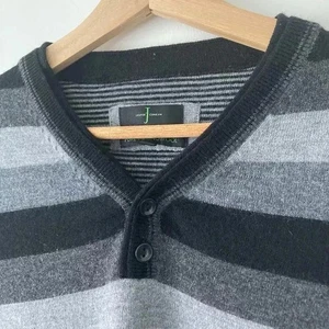 Jasper Conran Pure Merino Wool XL grau gestreift Pullover V-Ausschnitt Pulli Pulli - Bild 1 von 8