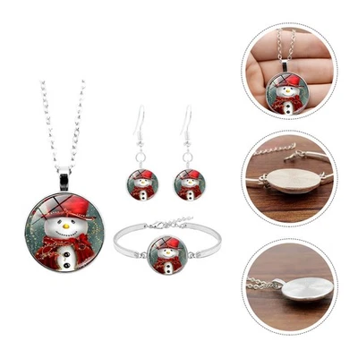  1 set bracciale in argento orecchini set gioielli donna decor decorazioni - Immagine 1 di 4