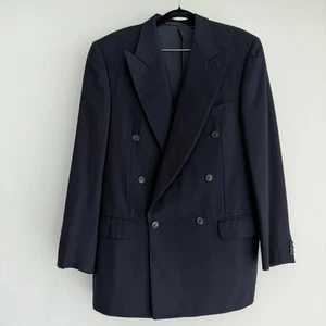 Ermenegildo Zegna Blazer Mens 40R Navy Pinstripe Wool Double Breasted Sport Coat - Picture 1 of 14