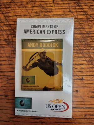 Vintage NEW 2005 US Open Andy Roddick PIN Photo Pinback American Express NWT USA - Image 1 of 4