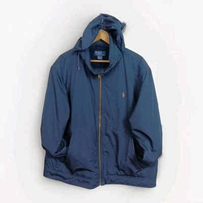 Chaqueta cortavientos vintage Polo Ralph Lauren para hombre XXL azul con capucha cremallera completa... Foto 1 de 4