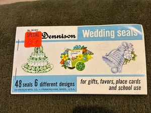 Vintage Dennison Sticker Hochzeit RAR 48 Siegel unbenutzt USA 6 Designs - Bild 1 von 7