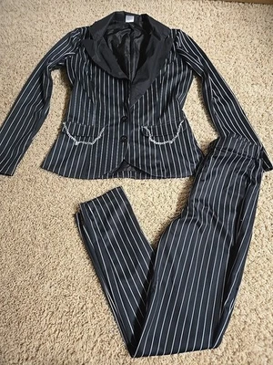 Spirit Halloween Teen Womans Sz S Gangster 1920s Pin Stripe 2 Pc Suit - Image 1 of 4