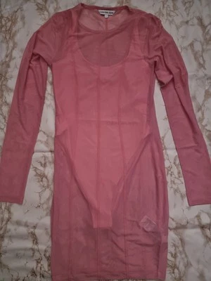 Calvin Klein Jeans seaming mesh dress in pink size UK8 - Image 1 of 4