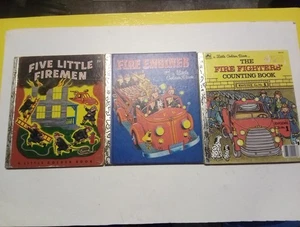 Vintage Lot of 3 Little Golden Books - Fire Fighters/ Fire Engines/ Firemen - Picture 1 of 19