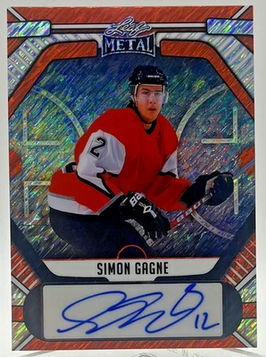 2025 Leaf Metal Legends Simon Gagne Auto Orange Shimmer Philadelphia Flyers #3/6 - Image 1 of 2