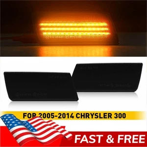 Fit 05-14 Chrysler 300 [AMBER LED STRIP] Bumper Side Marker Lights Parking Lamps - Picture 1 of 13