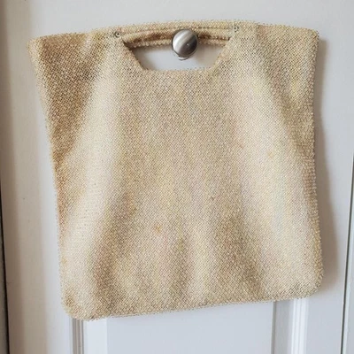 Carde Bead Vintage 70s Ivory White Beaded Clutch Bag Purse Square - Image 1 of 4