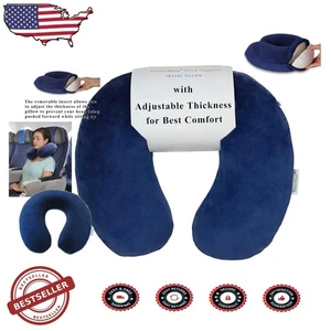 Comfort Neck Pillow: U.S. Patented Memory Foam, Adjustable Thickness, Dark Blue - Picture 1 of 10